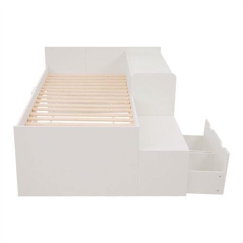 Single Bed 3ft Solid Wood Kids Bed with Desk and Drawers Bed Frame with Storage - Picture 8 of 10