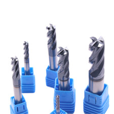 4 Flute Solid Carbide Sizes 6Pcs 1/8" - 1/2" End Mills Set - AlTiN Coated