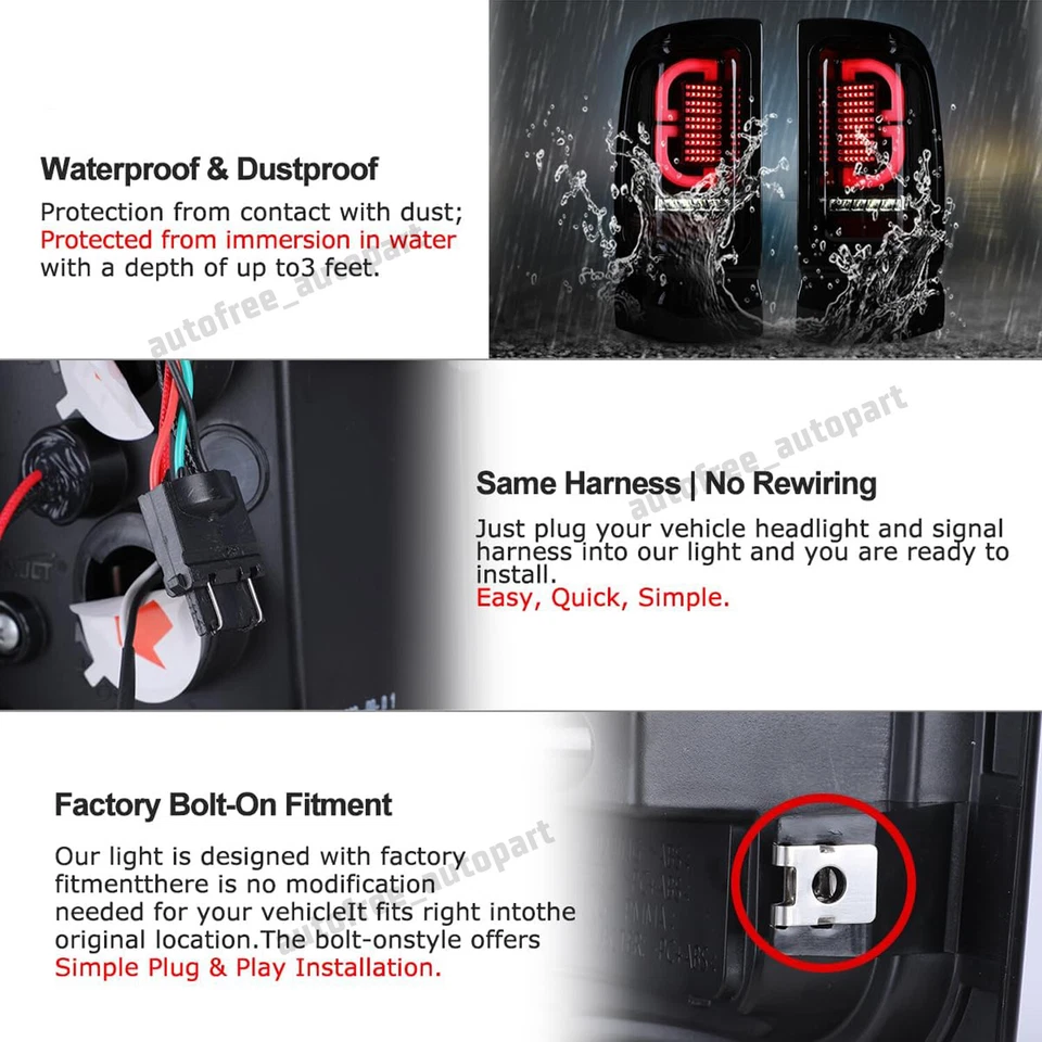 Luces traseras para Dodge Ram 1500 1994-2002 luces traseras indicadores LED luces traseras Foto 3 de 4