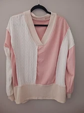 Sugarfox California blouse peach beige NWOT textured long sleeve Boho Large