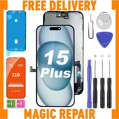 Für iPhone 15 Plus Prime Plus Display Ersatz + Digitizer + Werkzeuge + Schutz UK