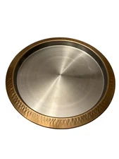 Godinger 14” Stainless Steel Gold Ribbed Trim Drink Barware Tray ￼