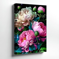 Wall Art Pink White Peony Flowers Floral Bouquet Botanical Bedroom Office Decor