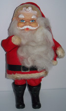 Vintage Santa Claus Christmas Plastic Face Doll Japan Beard Boots Decor