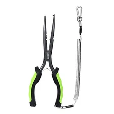  F03 Needle Nose Fishing Pliers, 9" Fisherman's A: 9" Split Ring Nose_green