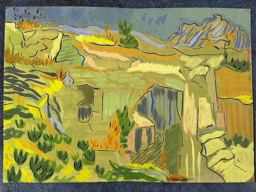 Vincent van Gogh drawing and painting on old paper signed stamped vintage
