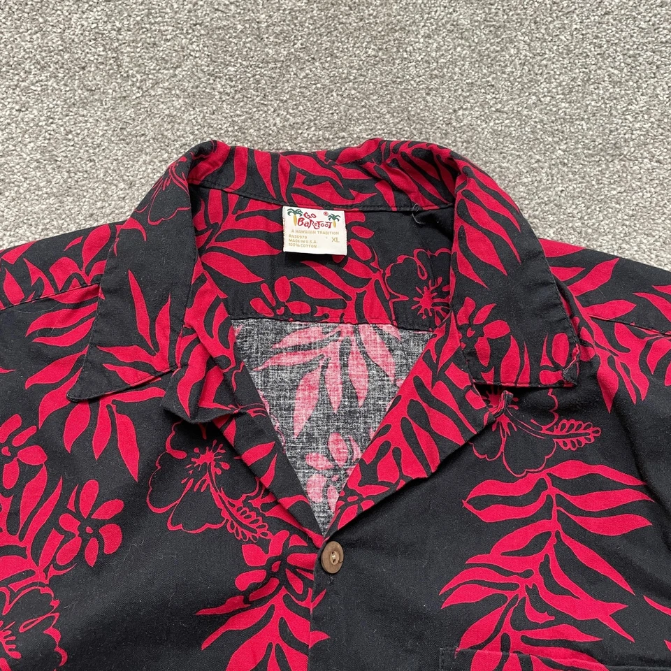 Camisa De Colección Go Barefoot Para Hombres XL Negra Roja Hawaiana Hecha en Aloha EE. UU. Años 90 Foto 2 de 4