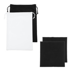 Ski Goggle Bag, Microfiber Bag with Cleaning Cloth 2 Pcs Black/White