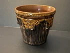 McCoy #242 Majolica Art Pottery Four Squares Brown Jardiniere Planter