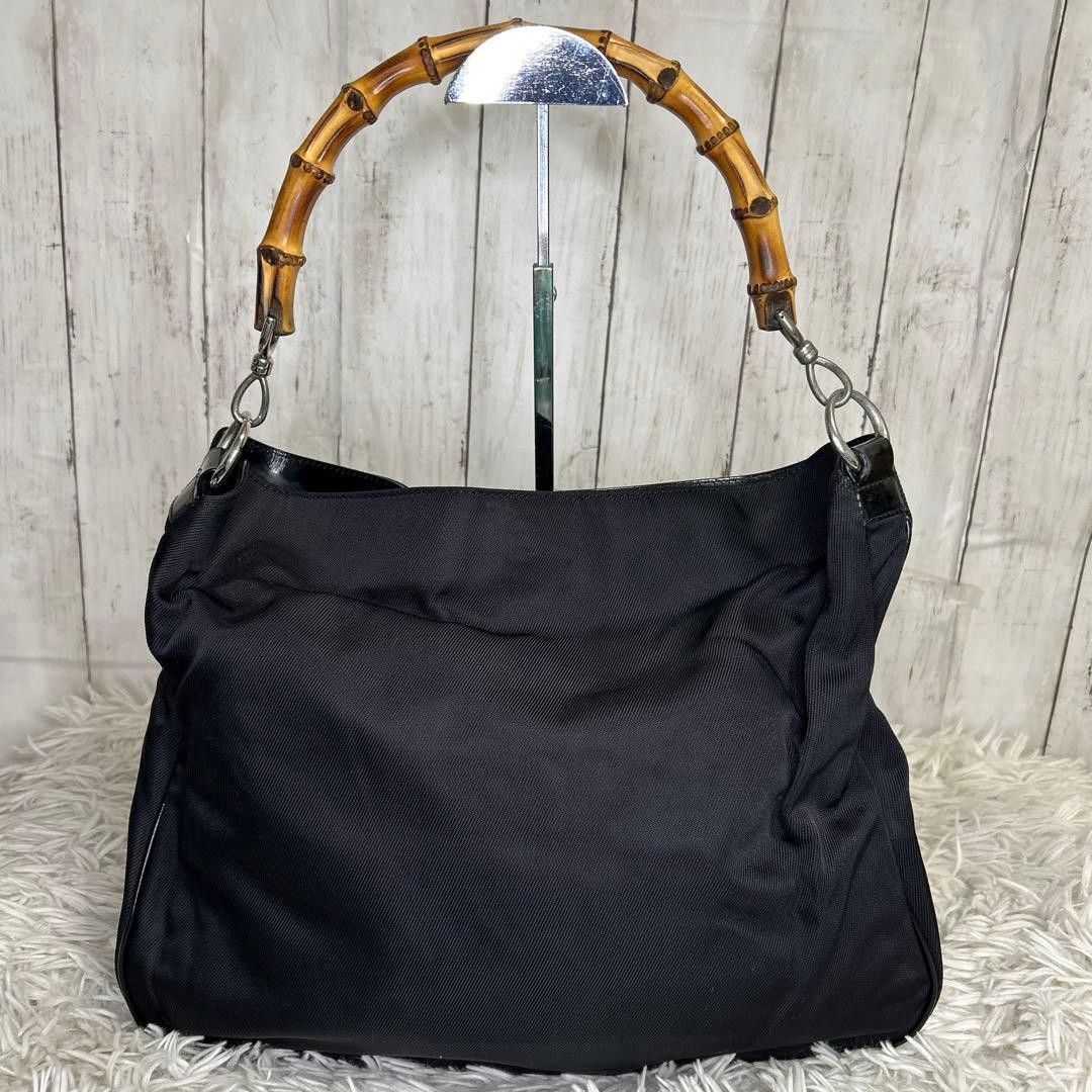 Minimal Bamboo Gucci Nylon Bag Handbag Black - GUCCI thumbnail 18