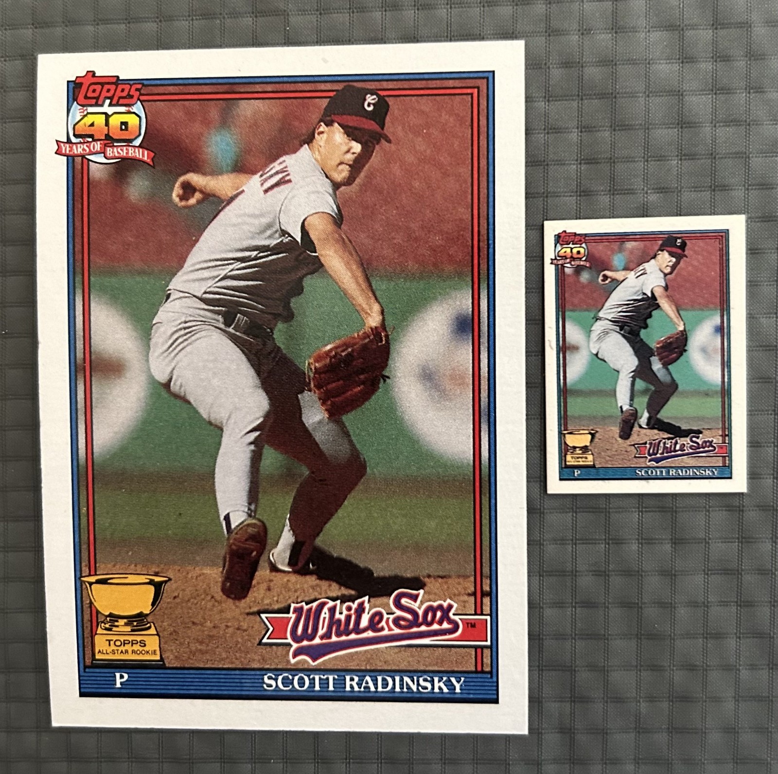 Scott Radinsky #1 ASR  2 cards Topps 40 Yrs 91 #299 Regular & Micro E* Variation