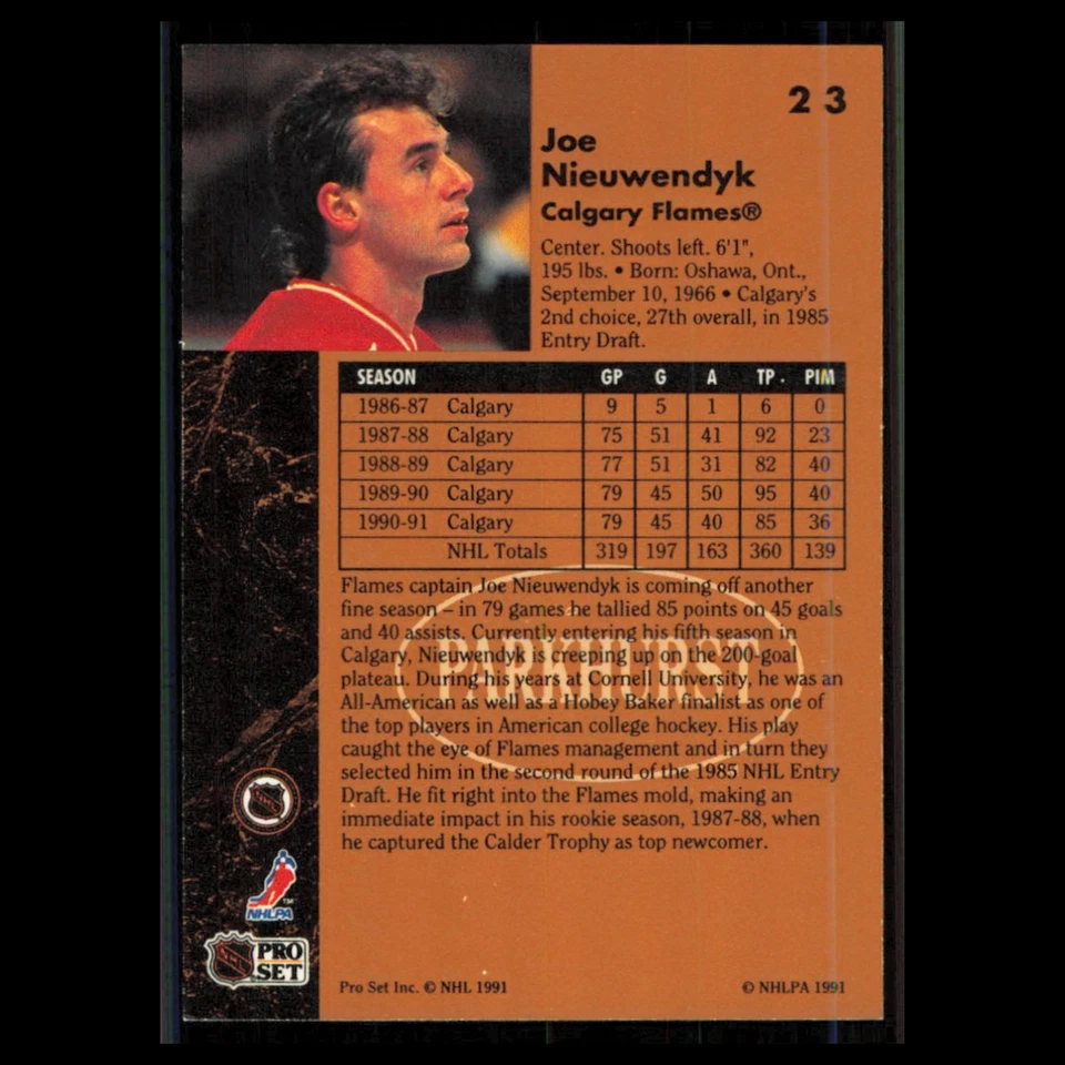 Joe Nieuwendyk #23 1991 Parkhurst Calgary Flames Hockey Card NHL NM - Image 2 of 3
