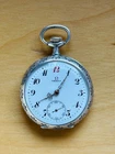 Antique Omega silver case pandent pocket watch,  silver chain