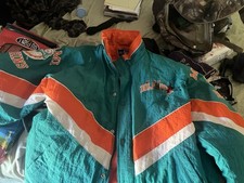 Starter Miami Dolphins NFL Jacket Teal Orange White Football Team Logo