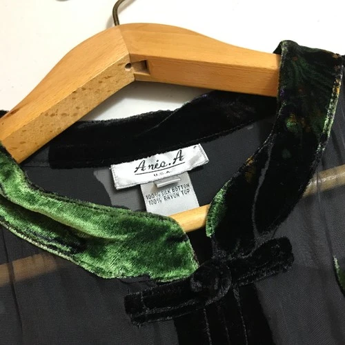 Aris A Velvet Burnout Duster Long Silk Kimono Size L/XL