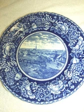  Staffordshire blue plate the retreat, historic  vtg  RARE  only one on ebay 