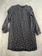 Banana Republic Bird Print Dress XS Grey Swallow Nature Spring Trend Fit & Flare