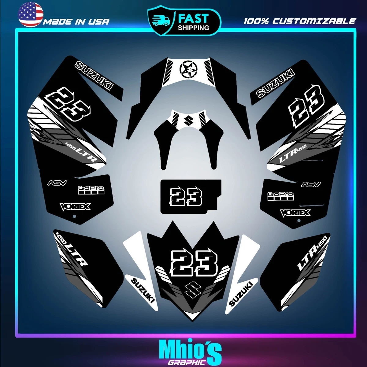 Kit Décalcomanies / Stickers Suzuki LTR 450 Pour ATV (2006-2012) - Graphisme Neuf