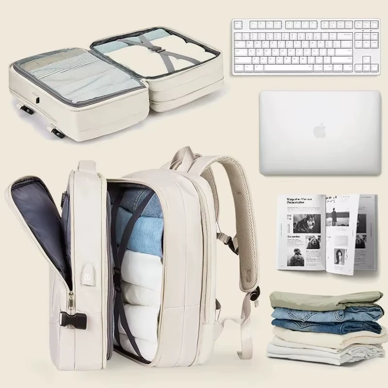 Travel Backpack Expandable Weekender Hiking Laptop Backpack with USB Port