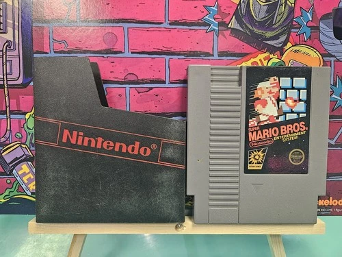 Nintendo NES 3 Screw Game Cartridge & Sleeve Super Mario Bros. TESTED & WORKING