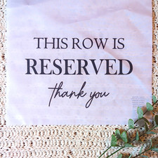 Wedding Reserved Seating Sign "This Row Is Reserved" Reusable Set Of 2