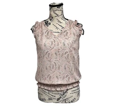 LOFT Paisley Blouse Ruffle Hem Cinched Preppy Coastal XSP Beach Paisley Boho