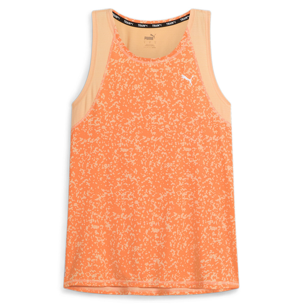 Puma Train Favorite Graphic Crew Neck Athletic Tank Top Womens Orange Casual  At