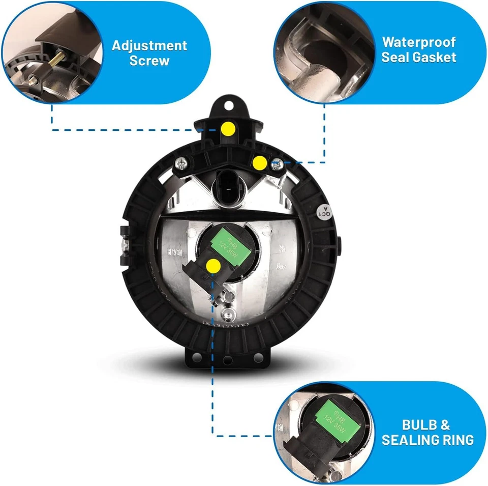 Yellow Lens Fog Lights For 2007-2015 Mini Cooper DRL Bumper Lamp Replacement L+R Foto 4 de 4