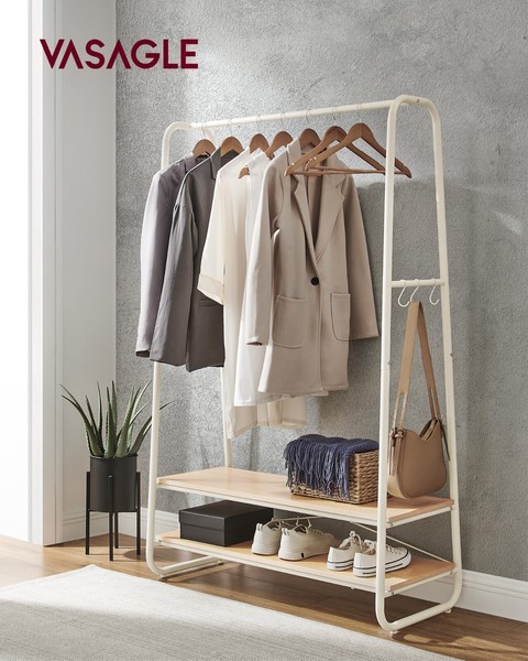 KleiderstäNder GarderobenstäNder Garderobe 2 Ablagen 6 Haken In S-Form RGR112W09-image