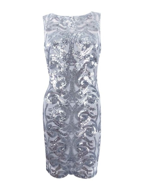 silver sequin sheath dress