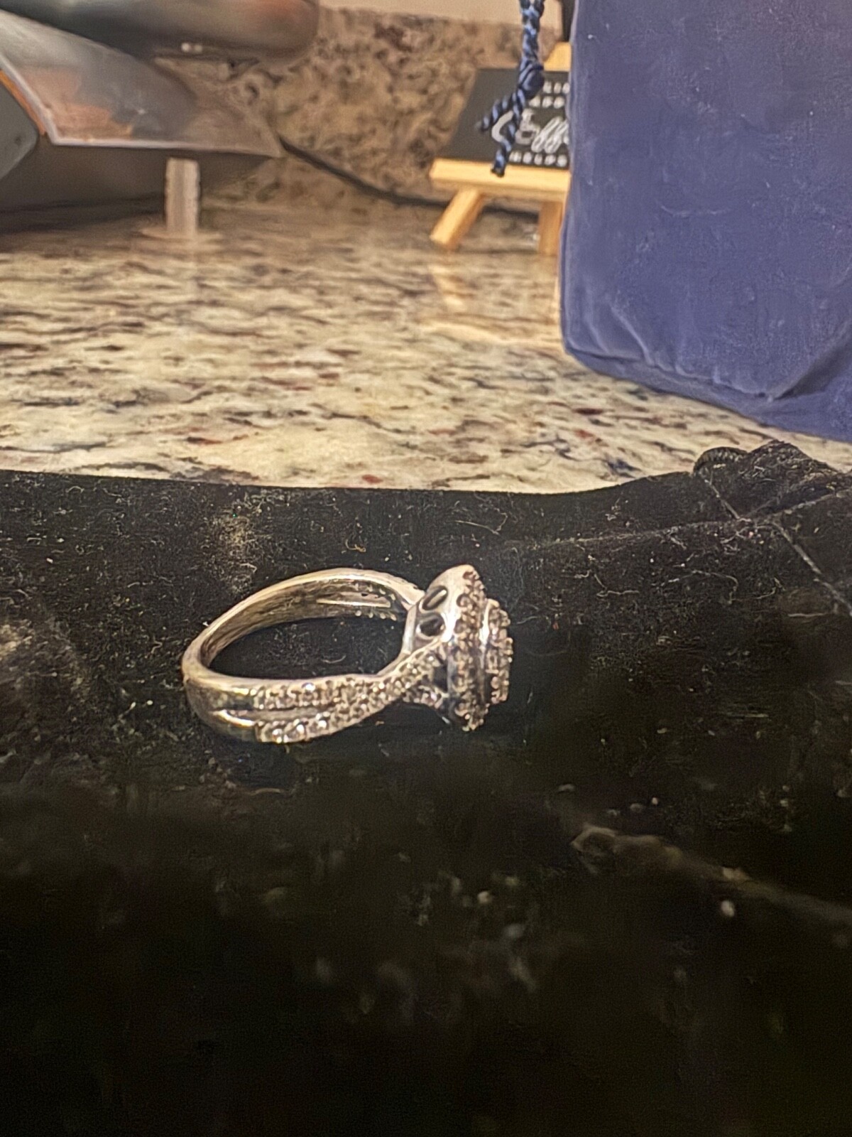 1ct Diamond Cluster Pear shaped Engagement Ring 10k White Gold Size 5