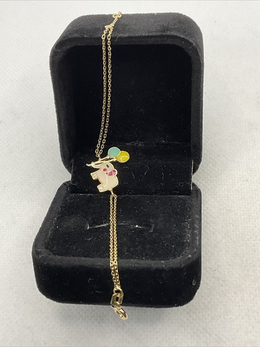 18K (750) Yellow Gold Babies Bracelet w/Multicolor Enamel BABY ELEPHANT Charm - Picture 12 of 15