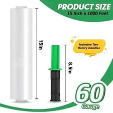 Stretch Film, KAMOTA Stretch Wrap with Handles 15" x 1000 Feet, 2 Pack, 60 Gauge