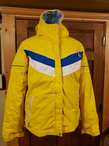 Girls Columbia Ski Jacket Parka Yellow Youth 18/20 Hood Zipper Sherpa Drawstring - 第 1/12 張圖片