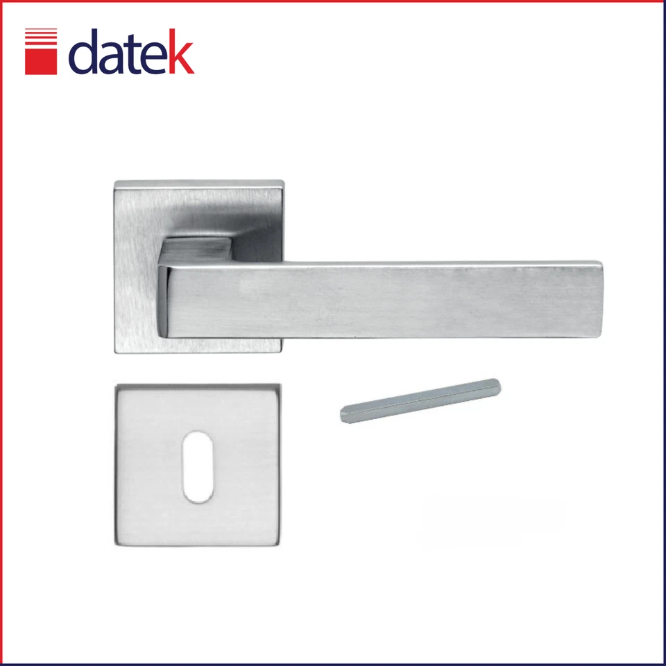 Coppia Maniglia QUADRATA Quadra per Porte interne in Zama cromo satinato - Immagine 3 di 4