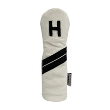 Sunfish white and black leather H hybrid / utility golf club headcover