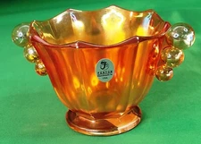 NEW Fenton Marigold Carnival Glass 4388 5J Nut Dish Octagon Panel Bubble Handle
