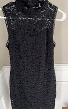 Soprano Lace Overlay Bodycon Dress-Black Lined Size Large See Measurements EUC