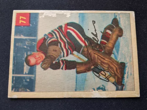 1954-55 Parkhurst Hockey Card # 77 Al Rollins - Chicago Black Hawks (P)