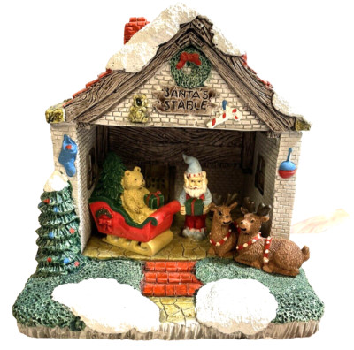 Holiday Time Santas Village Santa's Stable Hand Painted Porcelain Figure Vintage