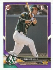 2018 BOWMAN DRAFT PURPLE PAPER  ALFONSO RIVAS RC #'d 029/250 A'S
