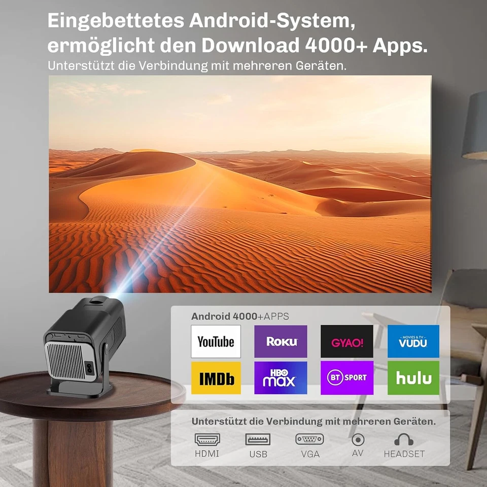 Mini Beamer  4K Full HD Projektor Android 11 5G WiFi BT sehr Hell TOP - Bild 4 von 4