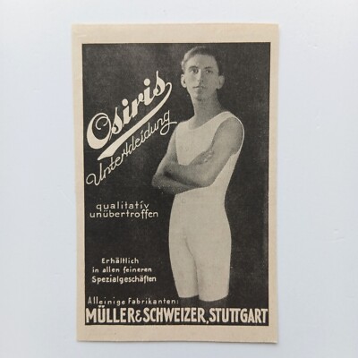 1929 Osiris Unterkleidung Unterwäsche Müller Schweizer Werbeanzeige Reklame