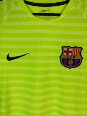 NIKE FC Barcelona Squad SS Training Warm Up Top Volt 636174-702