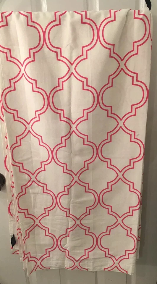 NUEVO Cortina de Ducha Cynthia Rowley Algodón Tela Cuadrifolio Rosa/Blanco Foto 4 de 4