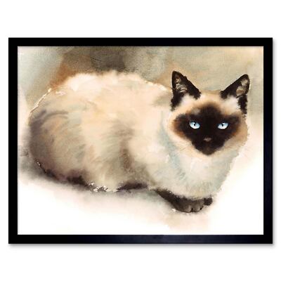 Katze Stoffpuppe Aquarell 12 x 16 Zoll gerahmter Kunstdruck