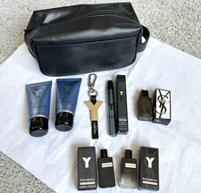 8PC YSL Y SET/Key Ring/Shower Gel/After Shave/Y L'ELXIR/Y Intense/Myself EDP/Bag