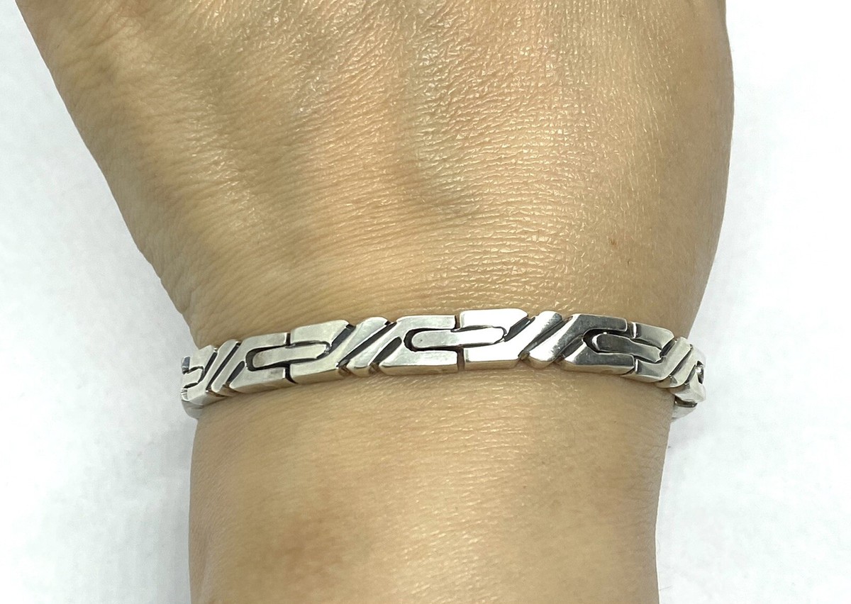 アクセサリー MEXICO MADE SILVER925 FLAT LINK BRACELET Vintage Mexico TT-07 Sterling Silver Link Bracelet 7.1/4” 36.88g