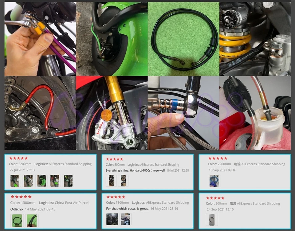 Silver 200cm 78.74" Motorcycle Brake Clutch Oil Hose Line Pipe Braided Hydraulic - Image 3 of 4