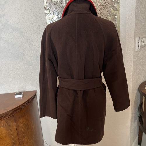 Isaia Napoli Brown And Red Tie Belt Jacket - Picture 4 of 9